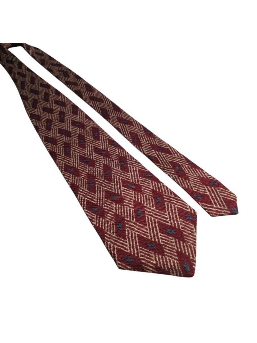 Eagle Menswear Vintage Red Beige Tie Classic Men Fashion Accessories Retro Print